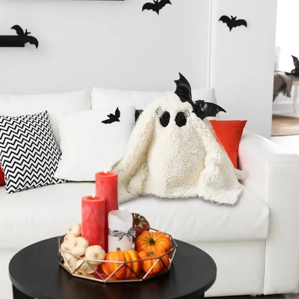 Ghost Plush Pillow Cute Plushie Ghost Home Decor Stuffed Halloween Plush Toys Cute Ghost Plushie Toy Soft Ghost Plushies For