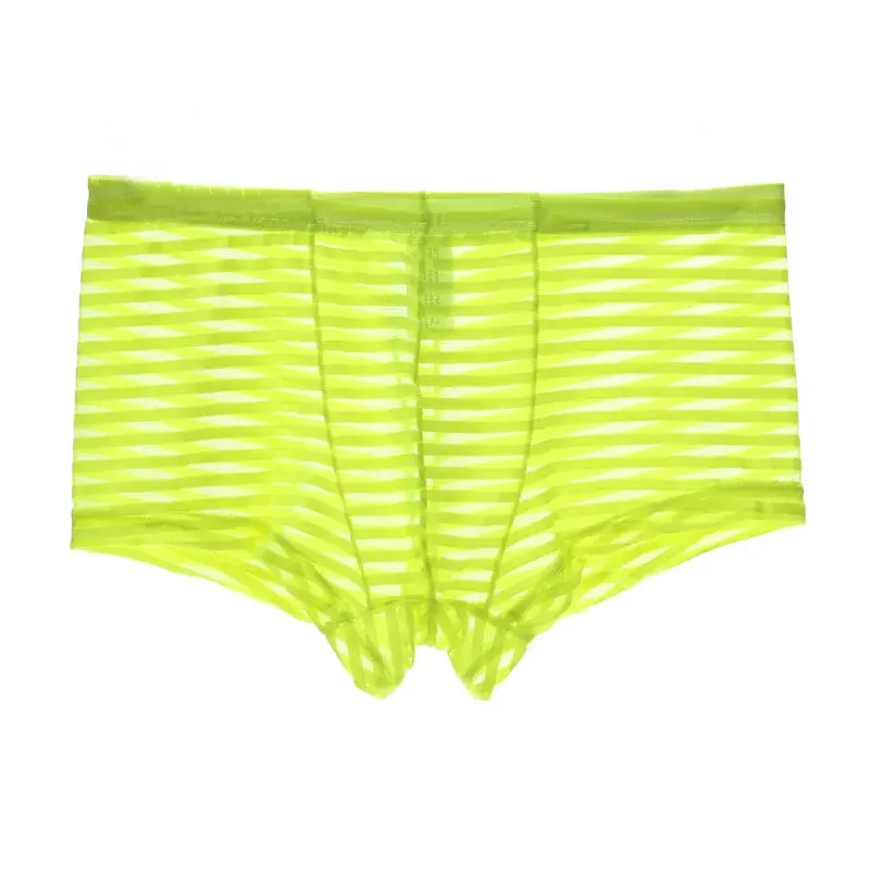Transparent Underwear Sexy Men Ice Silk Striped Boxer Trunk Breathable Underpants U Convex Pouch Panties Man Boxer Briefs Short — image 5
