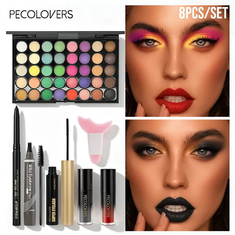 8pcs Makeup Kit Face Cosmetic Set With Multicolor Eyeshadow Palette Eyeliner Eyebrow Pen Mascara Lip Gloss — image 3