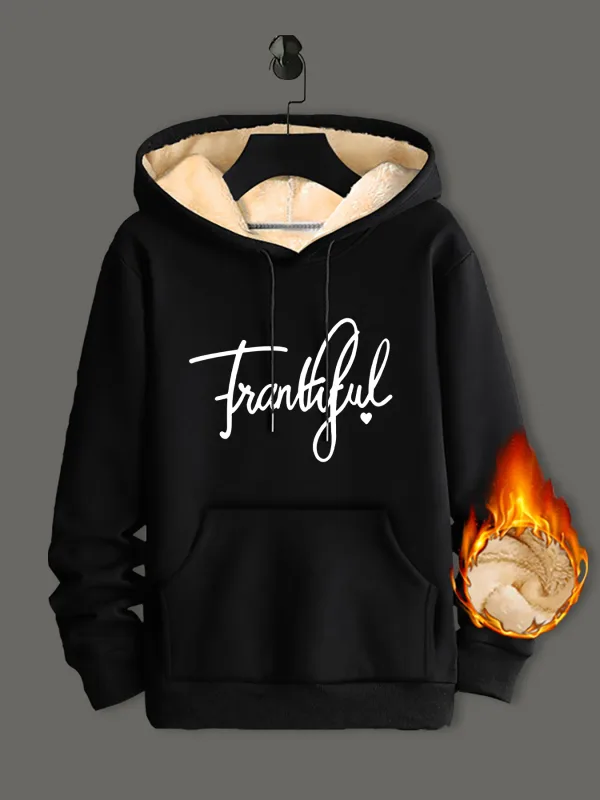 Winter Lambswool Hoodies Thicken Warm Windproof Sweatshirts Print Hooded Pullover Loose Men Women Winter Hoodies Black — image 17