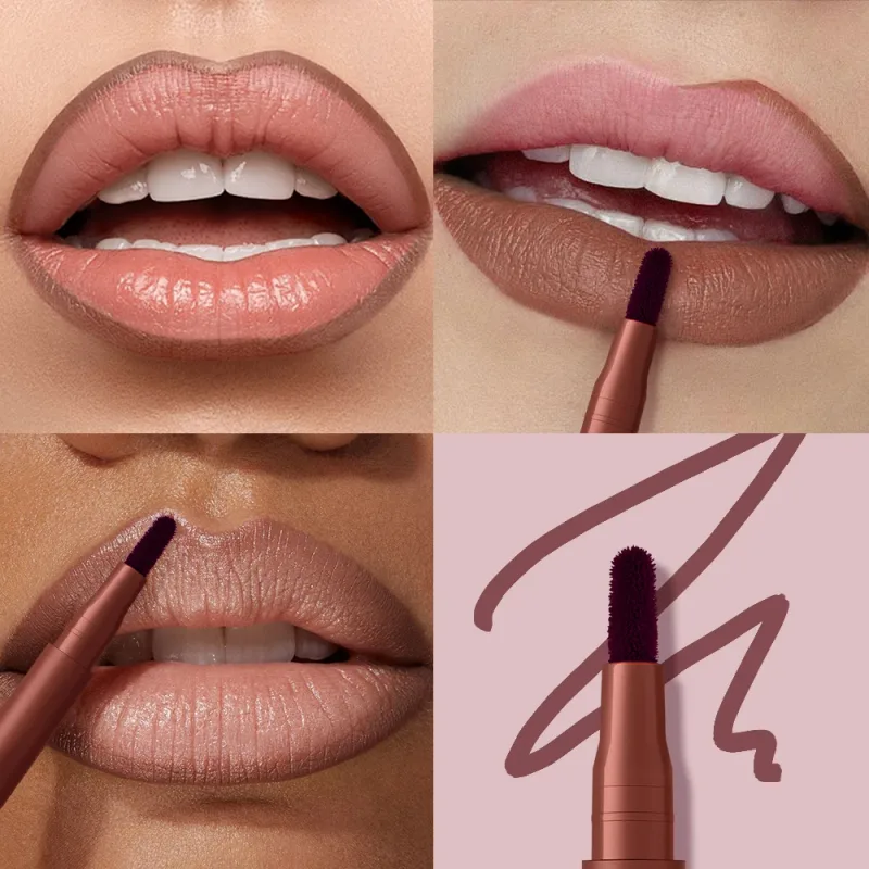 Lakerain Lip Contour Lip Stain Pen Smudge-proof Non-stick Cup Moisturizing Lip Makeup Cosmetic 2-in-1 Lip Stain & Liner