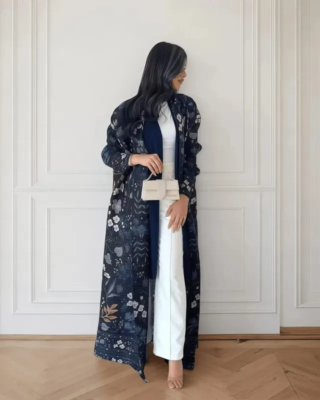 Women's Fold Miyake Pleated Abaya Long Sleeve Print Foldable Collar Robe Cardigan Coat New Winter Fashion Original Design 2026 — image 12