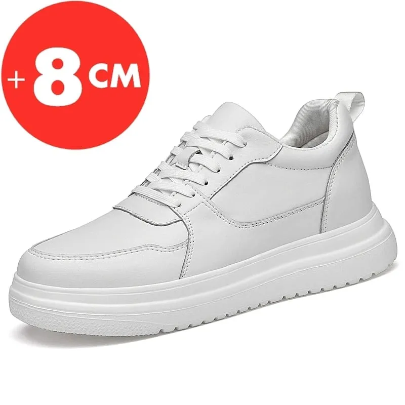 Big Size Lift Men Sneakers Elevator Shoes Heightening Height Increase Insole 7-8CM High Heels Shoes Genuine Leather Sport Shoes — image 9