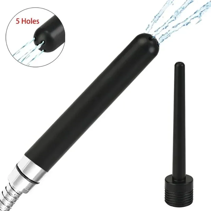 Stainless Steel Douche Enema Syringe Anal Plug Shower Cleaning Set Metal Enema Anal Butt Plug Nozzle Tip Attachment Gay Man — image 2