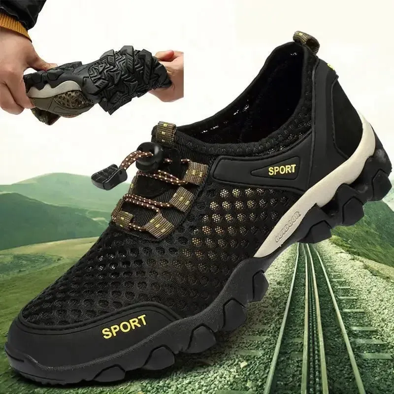 Men Sneakers Summer Wading Mesh Shoes Comfortable Slip on Outdoor Hiking Shoes Zapatos Hombre Casual Climbing Trekking Footwear — image 3