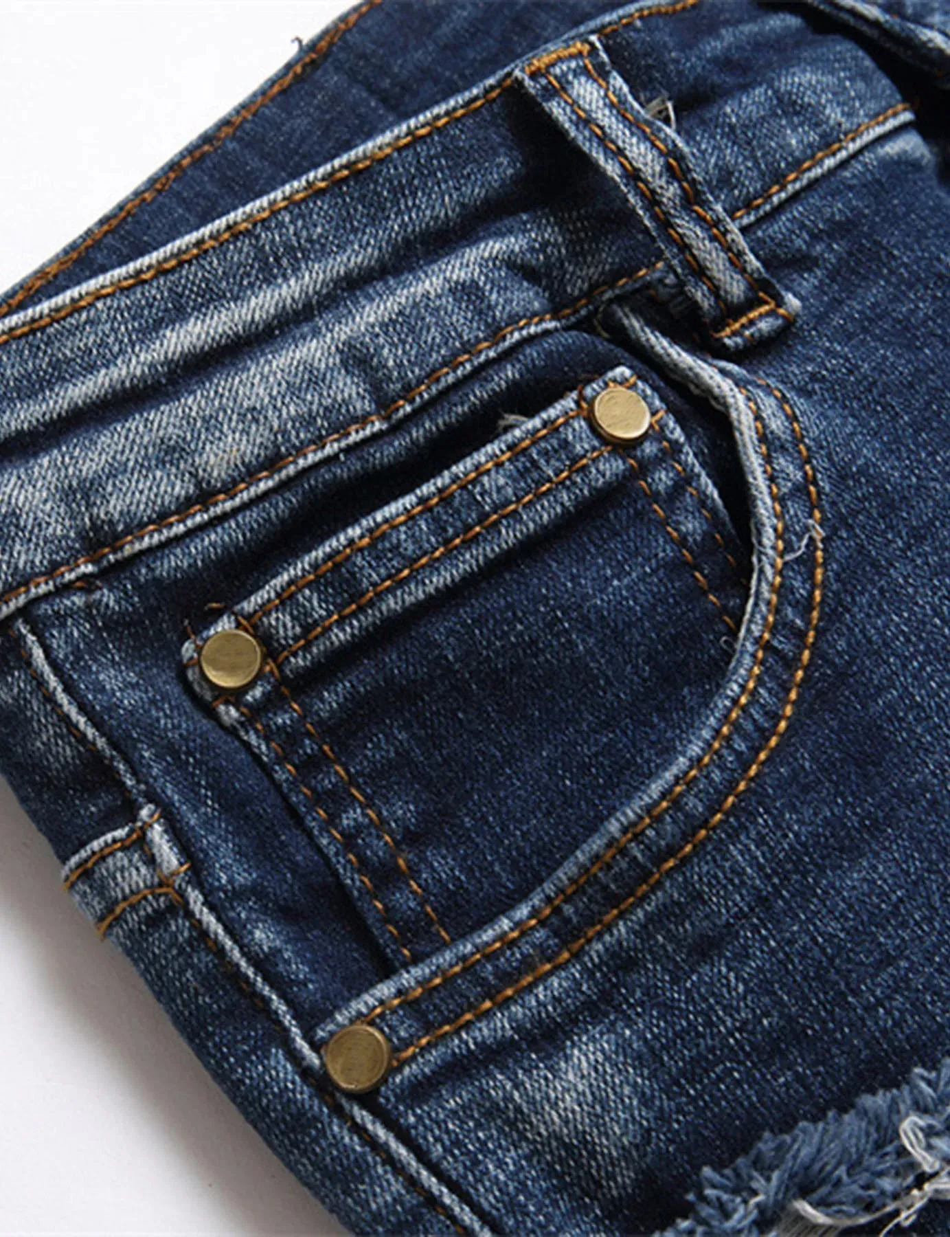 New punk men's jeans with nail beads multiple holes patchwork beggar style men's fashion street personality small straight — image 4