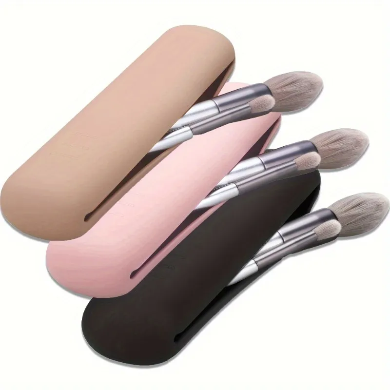 Travel Makeup Brush Holder Silicon Trendy And Portable Cosmetic Face Brushes Holder Soft And Sleek Makeup Tools Organizer — image 1