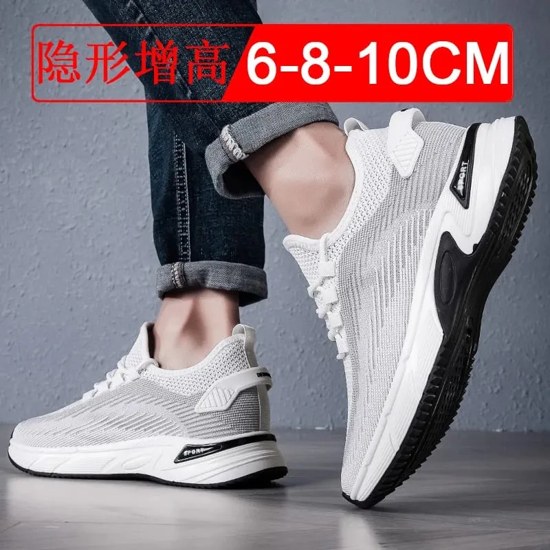 Invisible heightening shoes for men 8cm. Breathable mesh fabric sports shoes heightening inside for men's shoes size 6.
