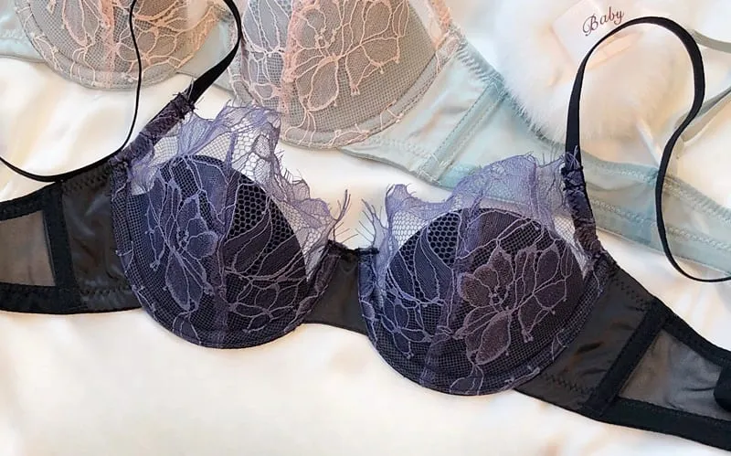 French Sexy Lacy Lacy Underwear Set Thin Bra with Big Breasts and Small Bra Soft Underwire Anti-sagging Side Milk — image 9