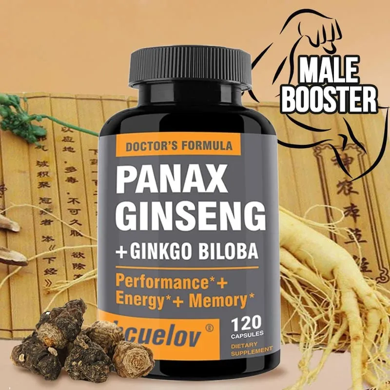 Ginseng + Ginkgo Biloba Extract Capsules - Helps Improve Energy and Vitality Anti-aging Memory Brain and Vision Health — image 2
