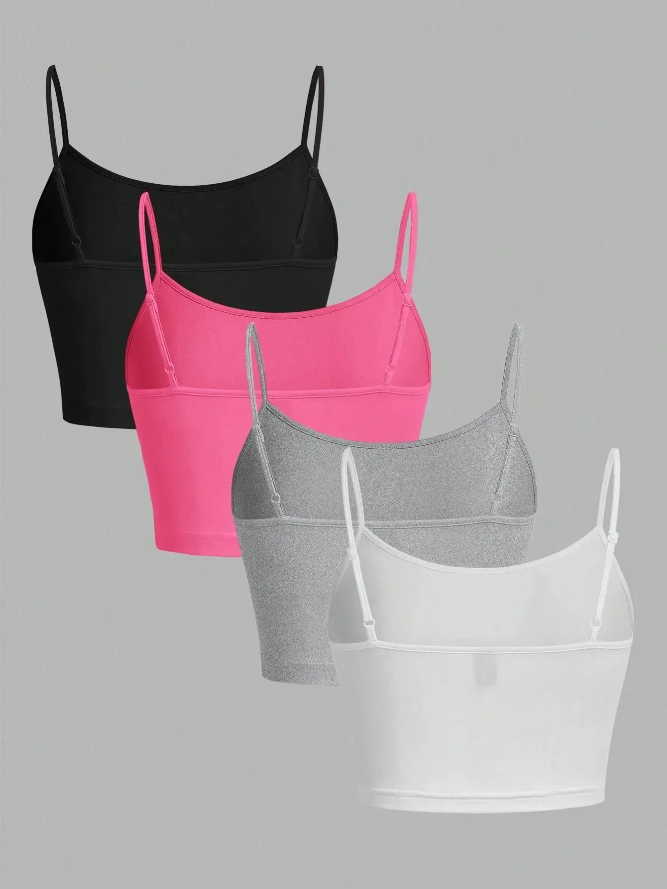 4 Pieces Women's Sexy Summer Vest Tank Tops Solid Color Adjustable Comfortable Vest Soft Girl's Ladies Cropped Vest Crop Tops