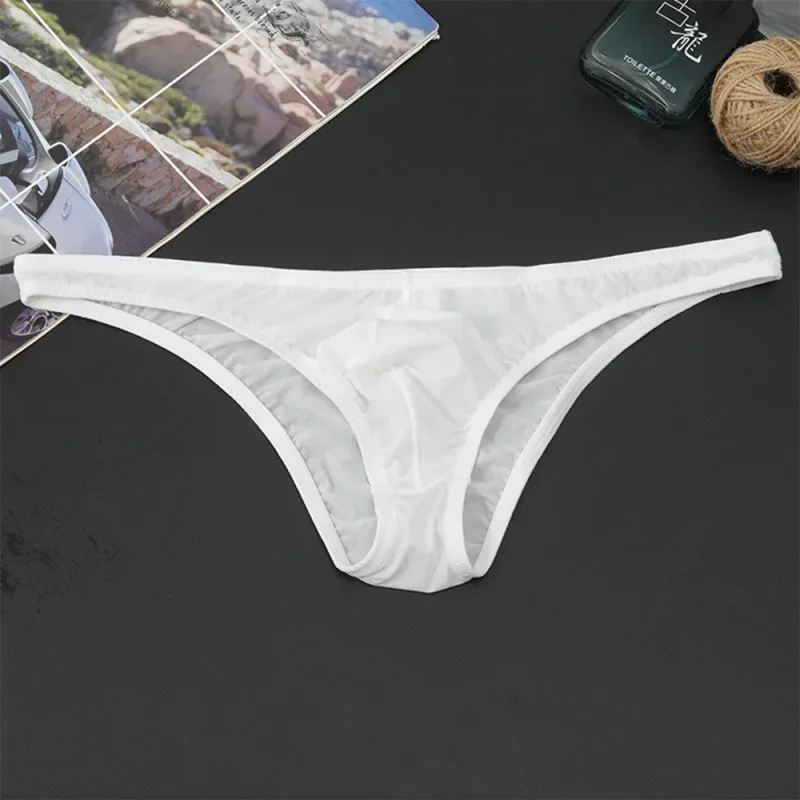 1PC Summer New Underwear Men's Ice Silk Briefs Ultra-thin Transparent Breathable Sexy Comfortable Low Waist Underpants for Men — image 10
