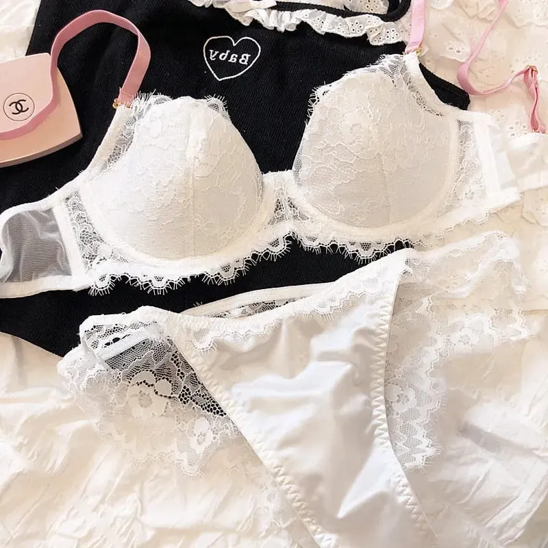 African Dopamine French Lace Underwire Bra Set Push-Up Minimizer Sexy Lingerie for Big Bust Women Thin Soft Cups — image 13