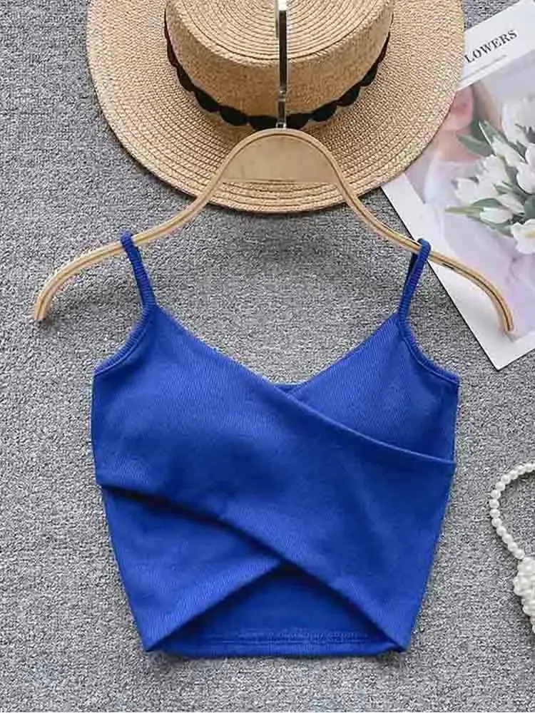Irregular Casual Sport Camisole Women Strap Design Solid Fashion 2024 Y2K Elegant Ladies Chic Slim Tank Tops — image 19