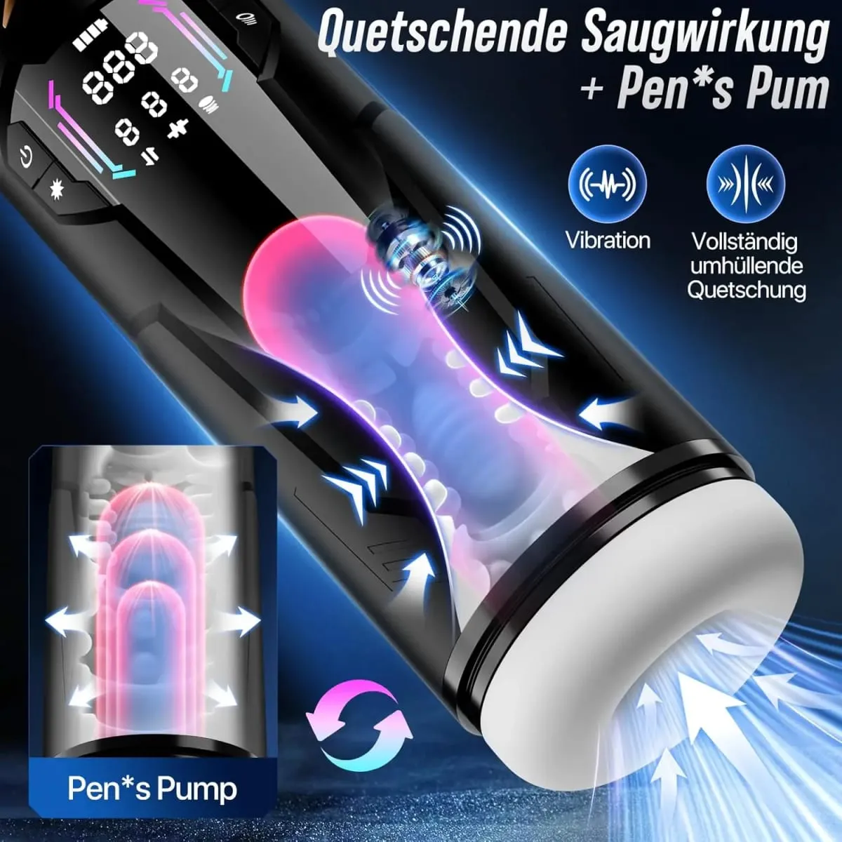 Automatisk mandlig masturbator håndfri 7 teleskoper & sutte- og vibrationslomme fisse sexlegetøj til mænd Voksne Stempelmastubator — image 3