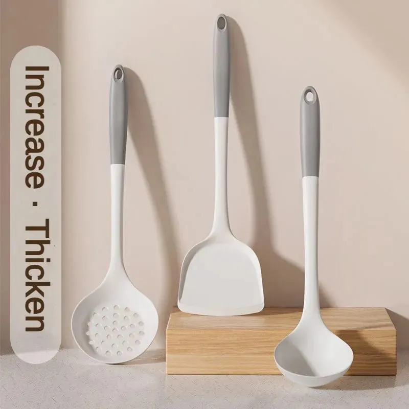 1/2/3/4set Grey white silicone spatula soup spoon set non-stick pan cooking tools kitchen cooking kit