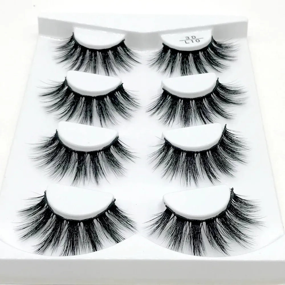 2/4 pairs of natural false eyelashes 3D mink eye eyelash extension mink eye eyelash beauty — image 3