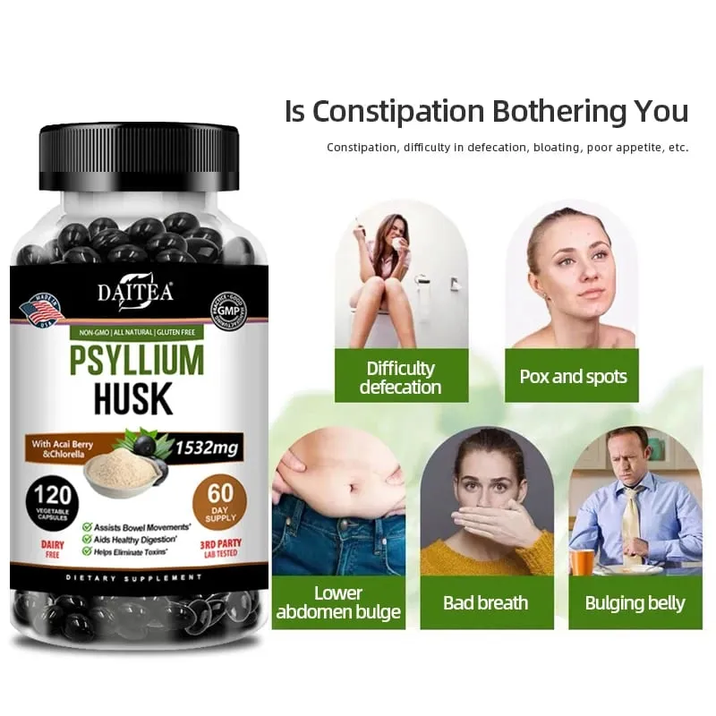 Psyllium Husk Capsules - Improve Constipation Accelerate Metabolism Nutrient Digestion Intestinal Health for Adult Men &Women — image 4