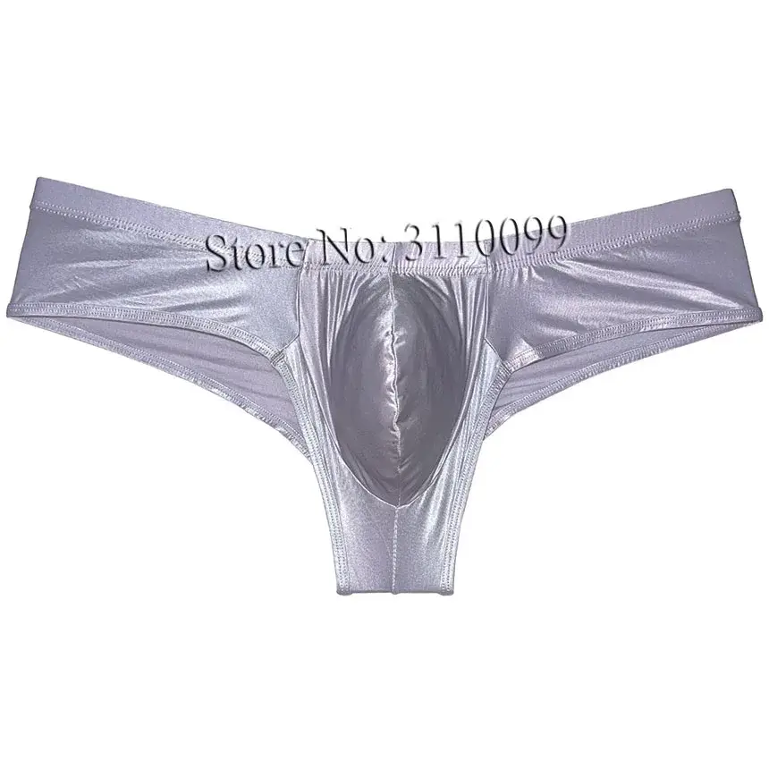 Men's Shiny Silk Mini Bikini Boxer Briefs Underwear Enhance Pouch Bikini Boxers