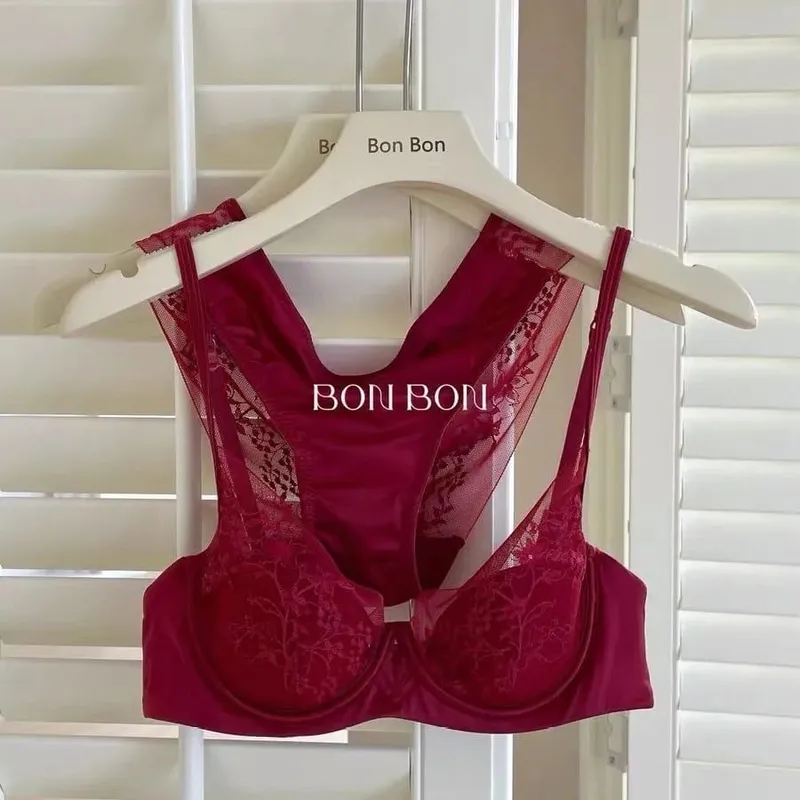 여성 브래지어와 팬티 세트 우아한 레이스 Bralette 무선 삼각형 컵 없음 Underwire 속옷 얇은 모여 컴포트 란제리 세트 — image 9