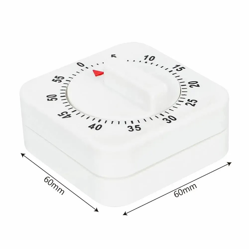 Practical 60 Minutes Kitchen Timer Cooking Tools White Square Mechanical Timer Countdown Alarm Reminder — image 5