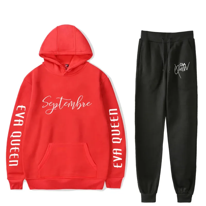 Hip Hop สบาย Eva Queen พิมพ์เสื้อกันหนาว Sweatpants ชุด Hoodies + กางเกงชุดชาย/หญิง 2 ชิ้นชุดเสื้อผ้า — image 10