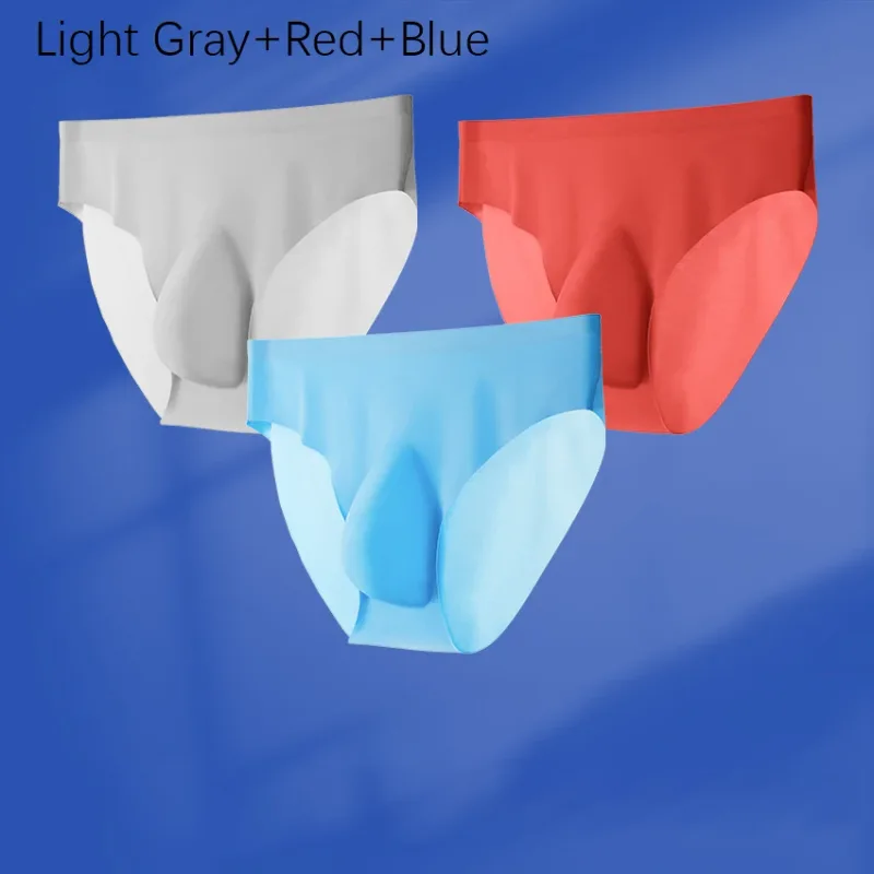 3PCS/lot Men's Ice Silk Briefs Ultra-thin Transparent Seamless Underpants 3D Pouch Sexy Quick Dry Breathable Underwear Panties — image 34
