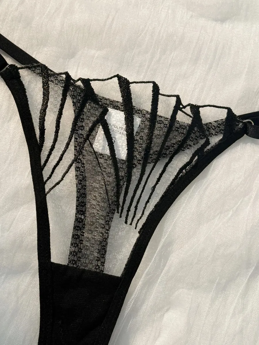 2pcs Women's Bra Set Sexy Lace Mesh Lingerie Set Ultra Thin Breathable Comfortable Lightweight Scallop Transparent Lingerie Set — image 6