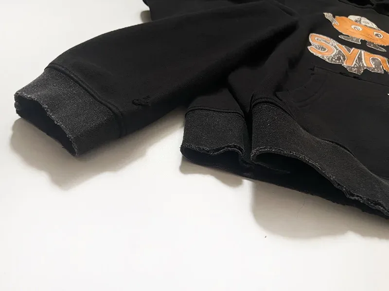 Nieuwe Oversize PALY Hoodies Heren Vrouw Gewassen Zwart Beschadigd Beste kwaliteit Casual Vintage Vest Zip Sweatshirts