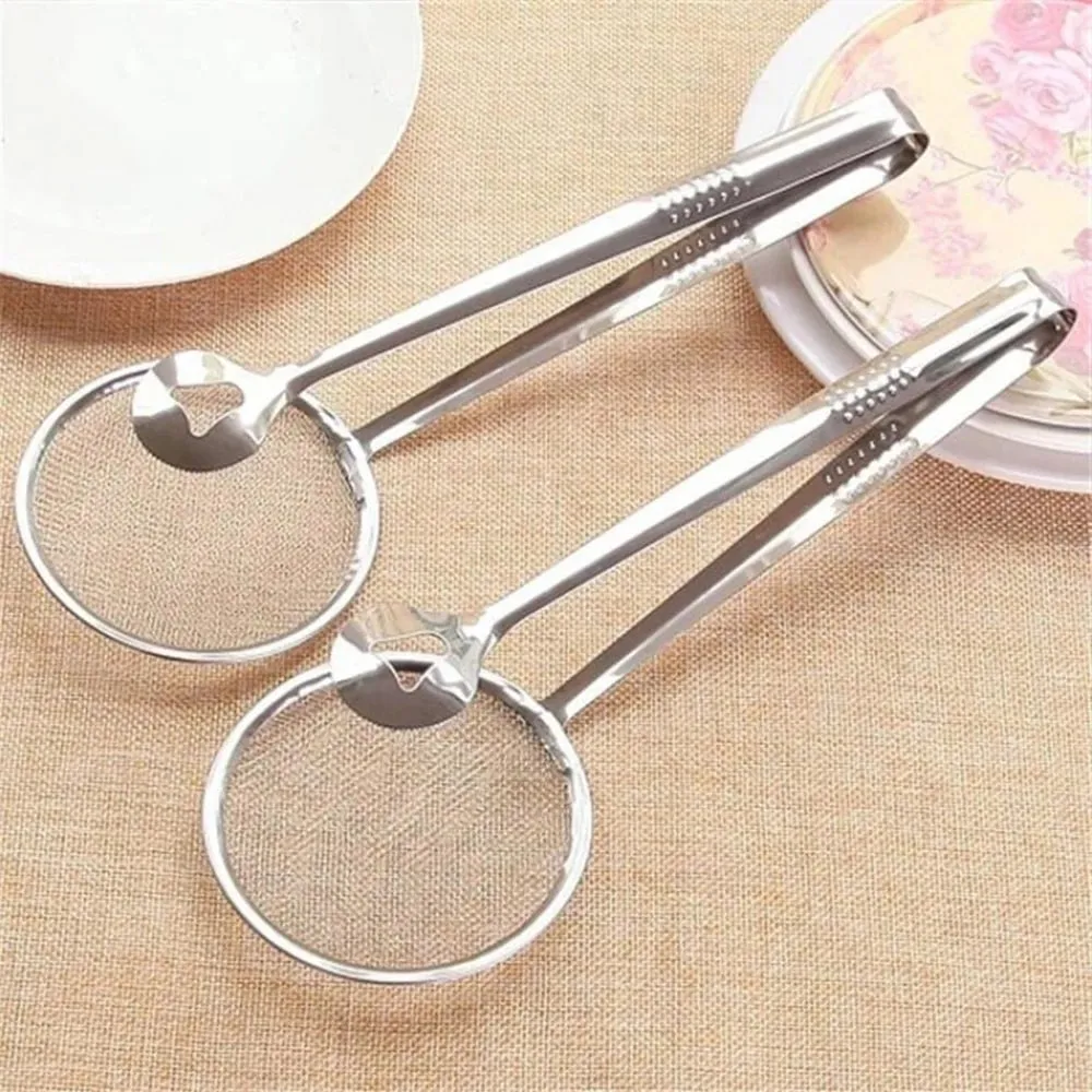Stainless Steel Oil Frying Clamp Filter Fine Mesh Strainer With Clip Tongs for Oil-frying Food BBQ Kitchen Tools — image 6