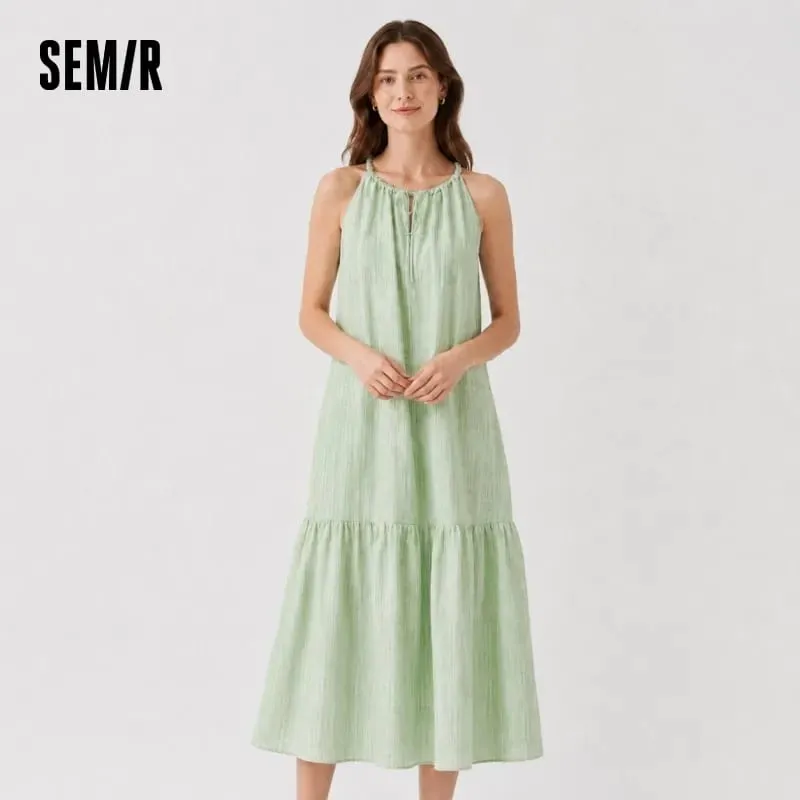 Semir Dámské šaty s mašlí Texturou ohlávka s výstřihem Vacation A Line Maxi 2026 Léto Romantické Svěží Elegantní Měkké Pohodlné Sváteční top — image 2