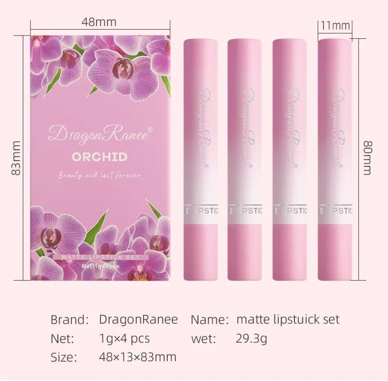 Cigarette Lipstick Set 4pc Velvet Matte Lip Gloss Waterproof Long Lasting Smoke Lip Stick Sexy Red Lip Tint Charming Lips Makeup