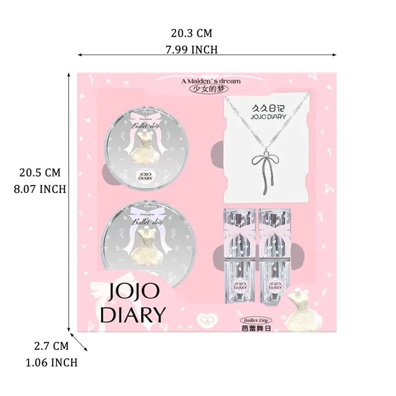 Ballet Day Makeup Gift Set All-in-One Cosmetic Kit with Blush & Lipsticks Bow Necklace Cute Pink Box — image 3