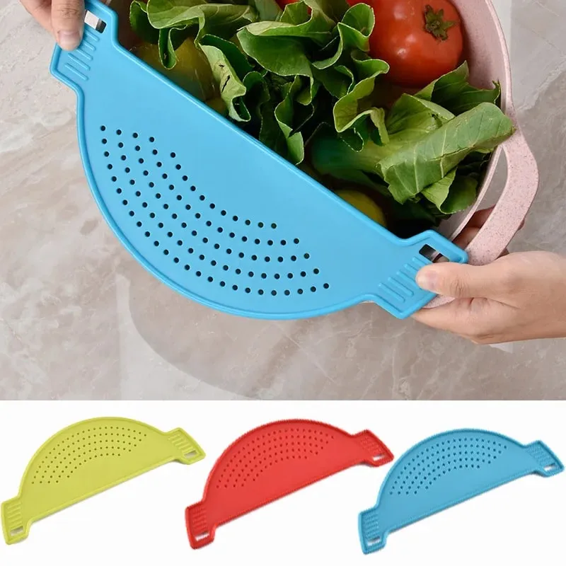 Pan Pot Strainer Plastic Pasta Spaghetti Practical Draining Tool Pot Strainer Pan Drainer for Home Kitchen Easy Draining — image 1