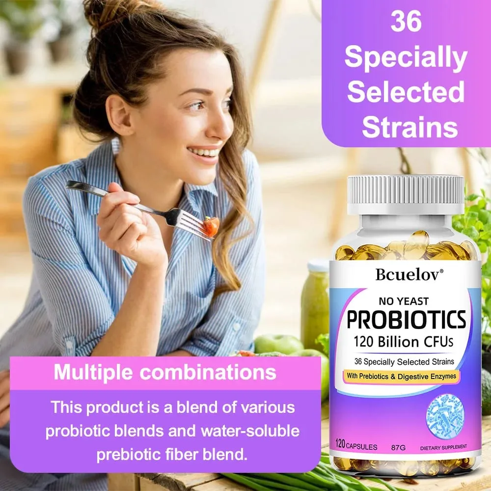 Probióticos 120 mil millones de UFC con prebióticos y enzimas digestivas Apoya la digestión Flora intestinal Alivio de la hinchazón y salud inmune — image 6