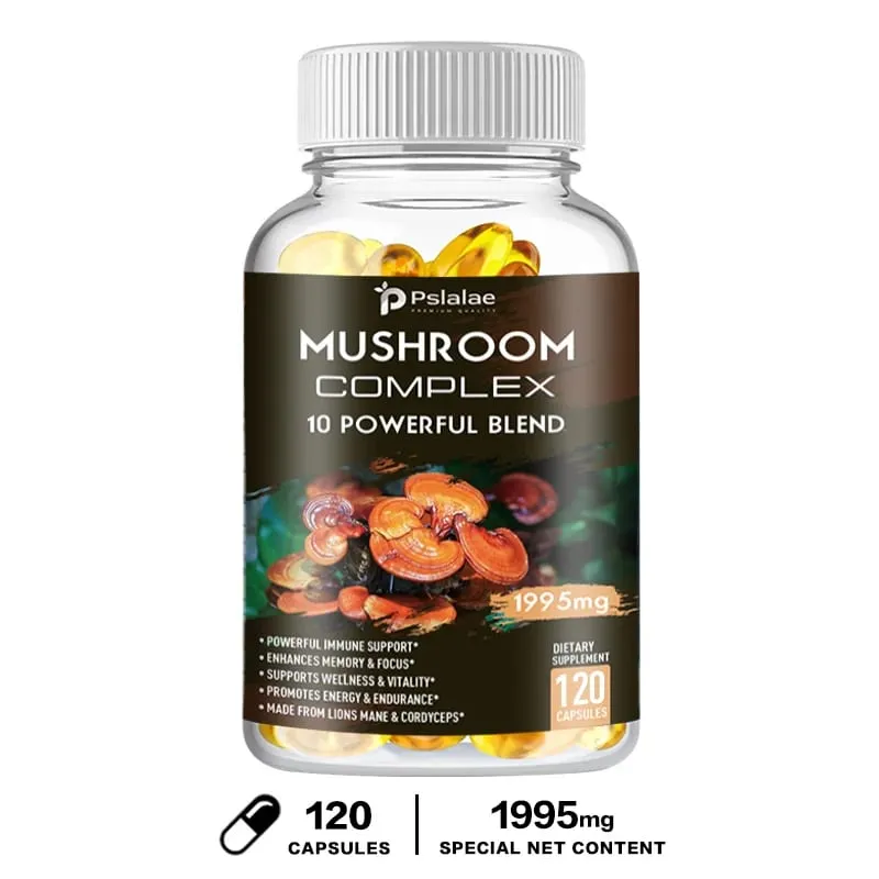 Mushroom Complex Capsules - with Lions Mane Chaga Reishi Cordyceps - Support Immune System Memory Focus and Relieve Stress — image 9