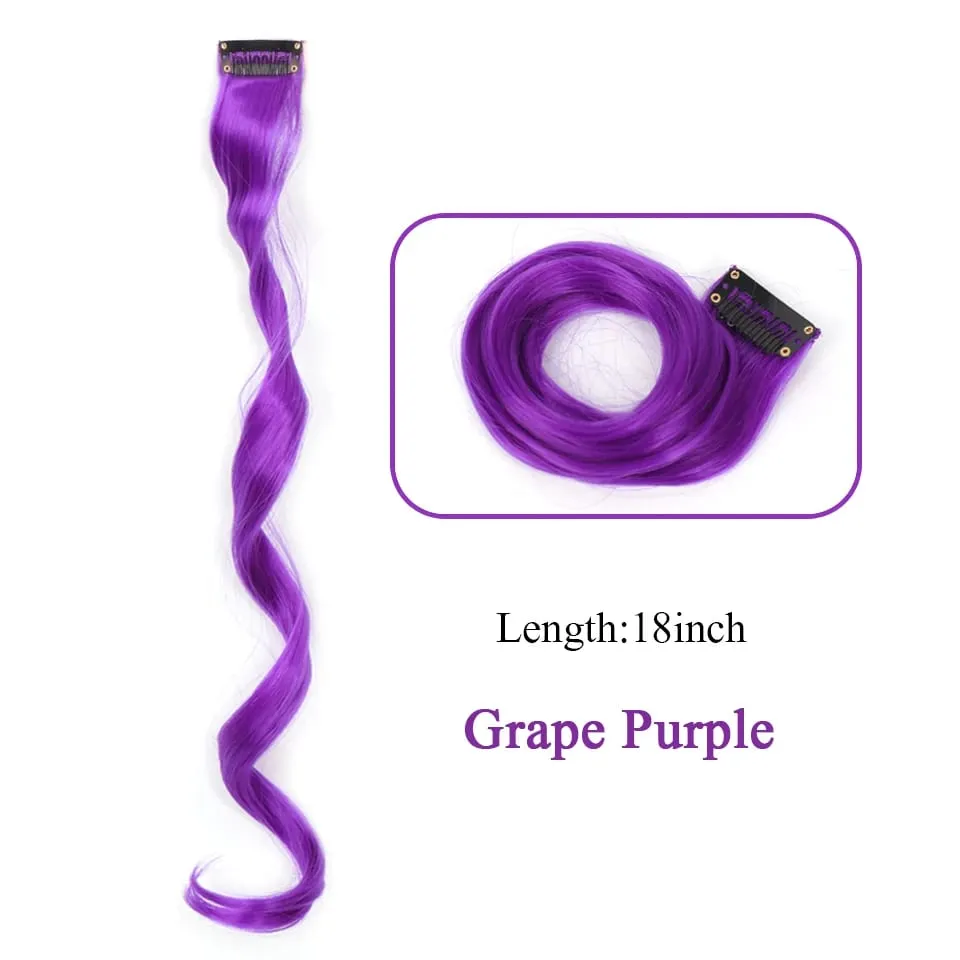 Synthetic Clip In One Pieces Colorful Hair Extensions Curly Synthetic Hair Pieces 18" Long Ombre Hair Pink Purple Red Blue — image 11