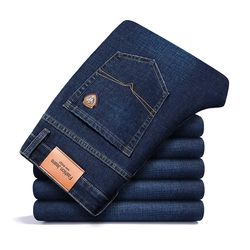 BAO 2026 autumn spring fitted straight stretch denim jeans classic style badge youth men's business casual jeans trousers — image 11