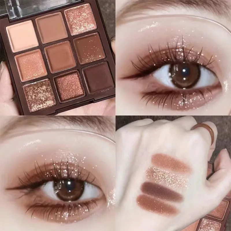 Full Pearlescent Eyeshadow Palette Sparkling Sequin Butter Rose Orange Nine-colors Eye Shadow Makeup Palette Glitter Eyeshadow — image 5