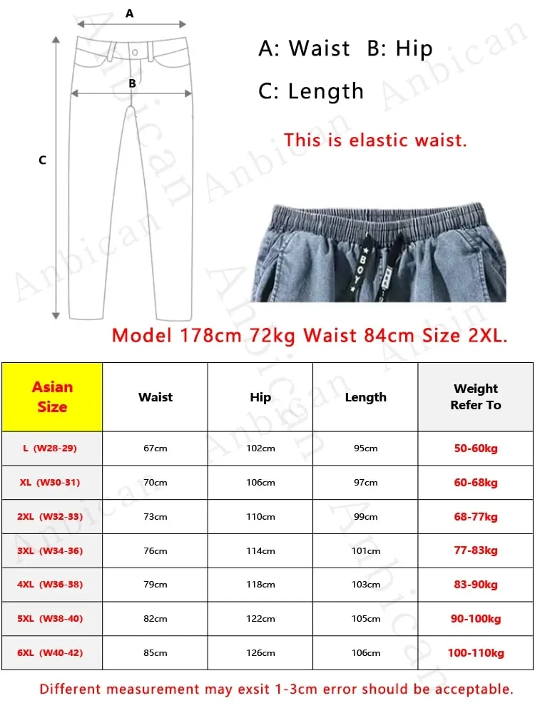 Erkek Jogger Jeans Yıkanmış Pamuk Hafif Streç Çok Cepli Denim Kargo Pantolon Asya Boyutu L-6XL — image 6