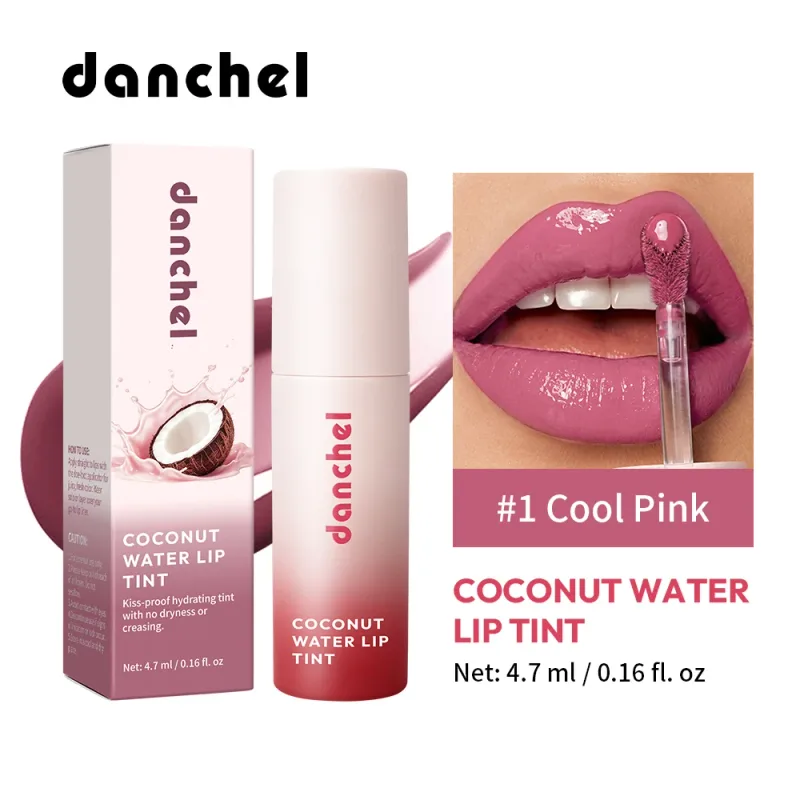 Coconut Water Lip Tint Long-lasting Hydration Flawless Full Color Glossy Finish Non-Sticky Waterproof Smudge-Resistant Lip Tint