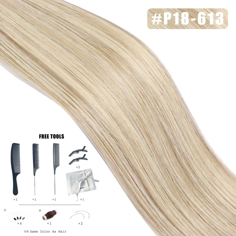 Genius Weft Human Hair Extensions 50G Remy Human Hair Invisible Brazilian Hair Extensions Hair Bundles — image 17