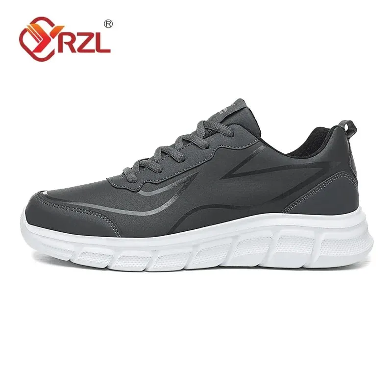 Black Running Shoes Leather Waterproof Athletic Sneakers Men Wear-resistant Men Walking Sport Shoes Comfortable Men Shoes — image 4