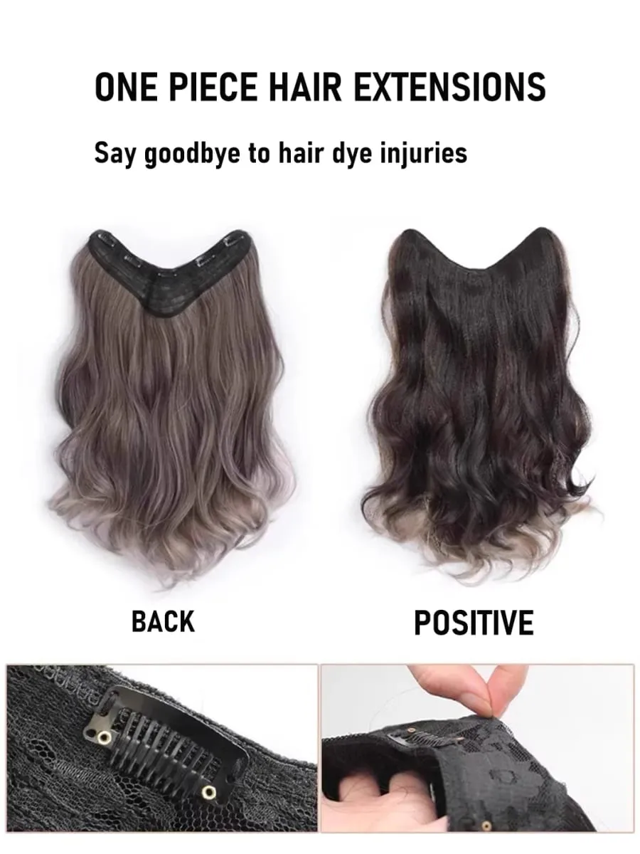 Synthetic 5 Clip 50cm Colored Hair Extensions Water Wave Wig Pink Wig Gray Wig Clip on Hair Extensions Christmas