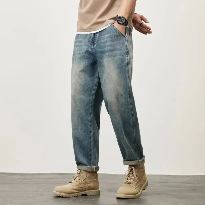 Summer Micro-cone Straight Jeans for Men Loose Comfortable and Versatile Casual Teenager Trendy Retro Trousers jeans for man