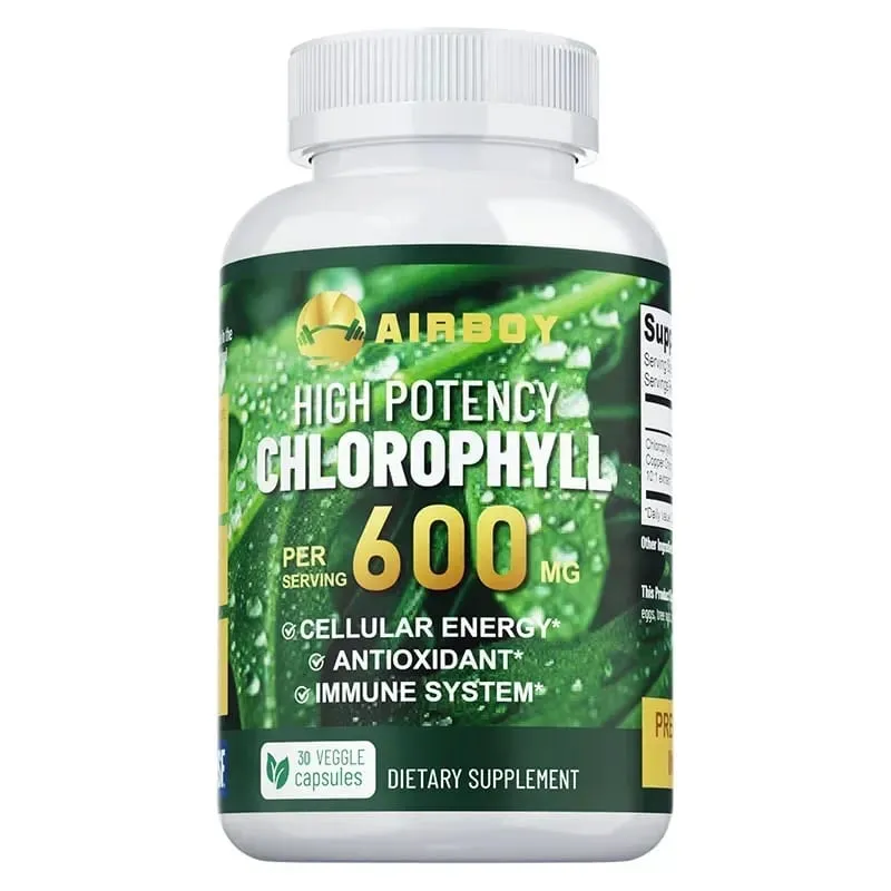 Chlorophyll Supplement 600mg - Supports The Immune System Reduces Body Odor and Bad Breath Boosts Energy Antioxidant