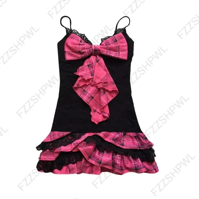 Grunge Punk Gothic Fairycore Emo Girls Dress Sexy Slim Lace Chic Fashion Aesthetic Women's Dresses Harajuku Retro Y2K Streetwear — image 2