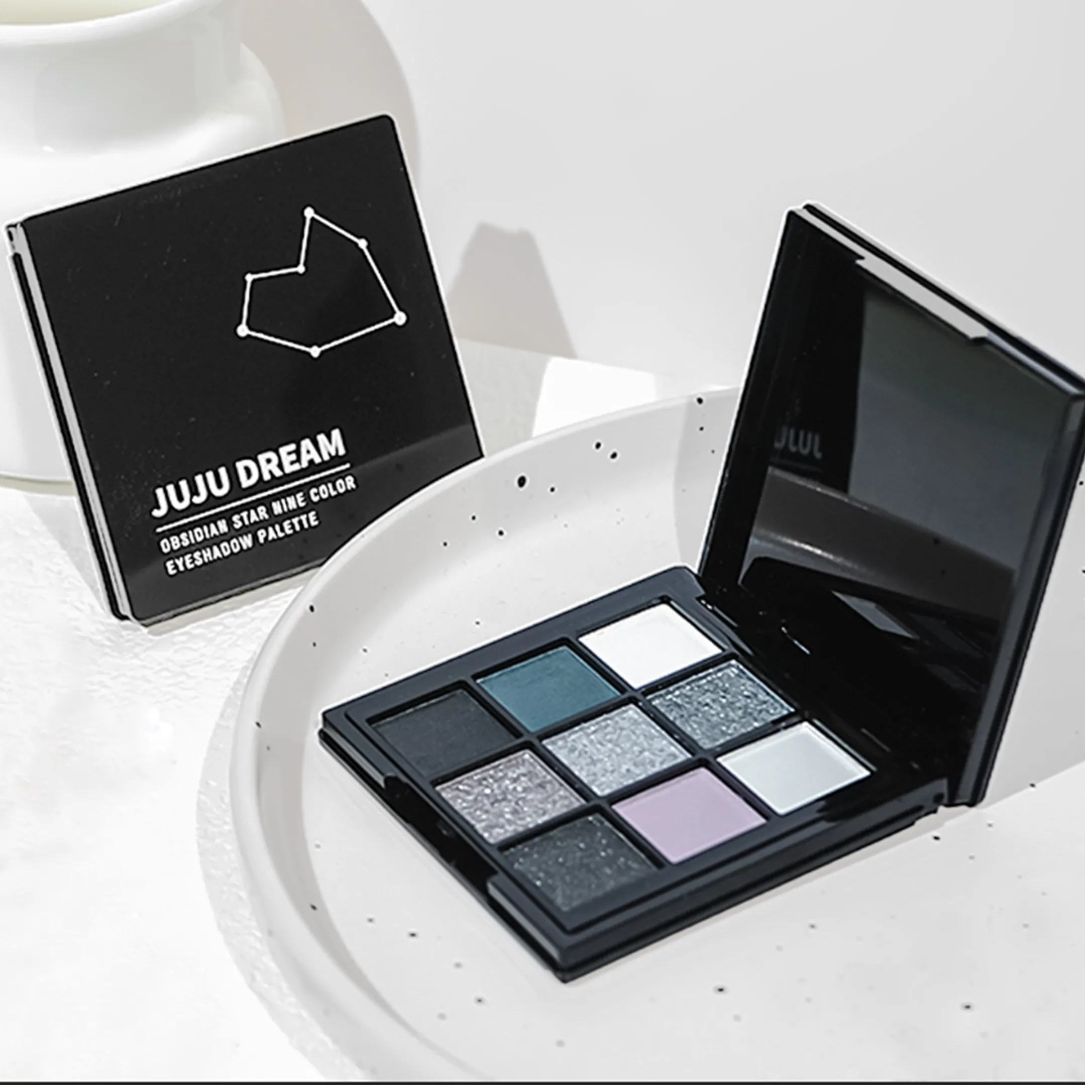 Black light star nine-color eye shadow plate Smoky makeup dark black dark cement plate cross-border — image 3