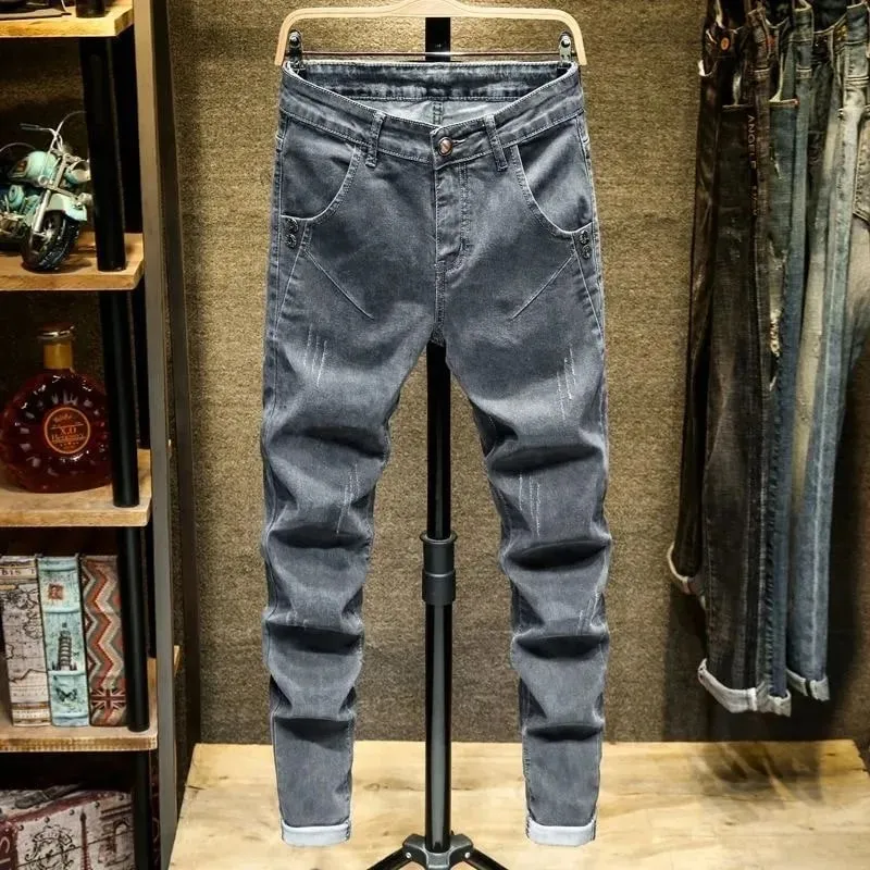 Spring and Autumn Trend Solid Color Straight Leg Stretch Denim Jeans Men's Casual Slim Fit Comfortable Sports High-Grade Jeans — image 9