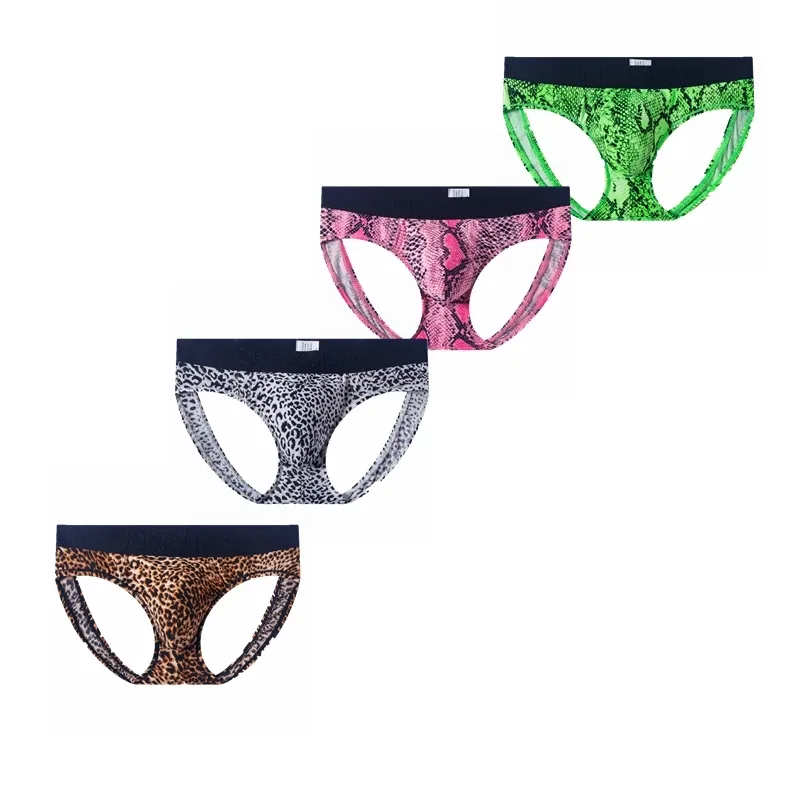 Cuecas masculinas sexy com estampa de leopardo, roupa íntima para homens, slip hombre, calzoncillos hombre, kinckers, cuecas gays